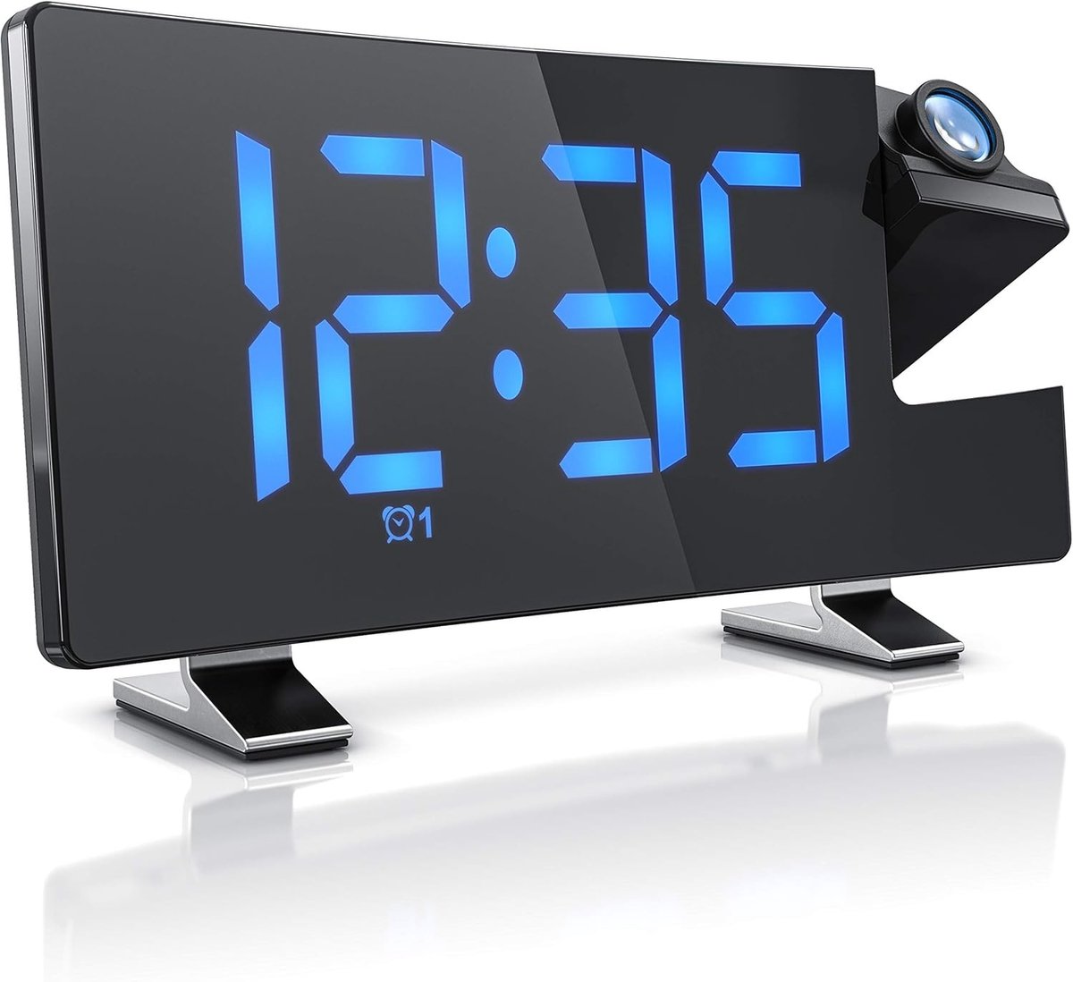 Digitale FM Radiowekker - Zwart - Projectiewekker - USB-oplaadpoort - Voor Thuisgebruik