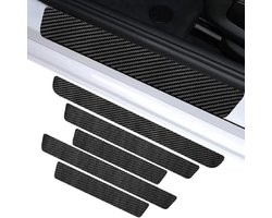 Instaplijsten Set - Dorpelbeschermers Auto - Auto Beschermen - Koolstofvezel Look - 5 Stuks - Zwart