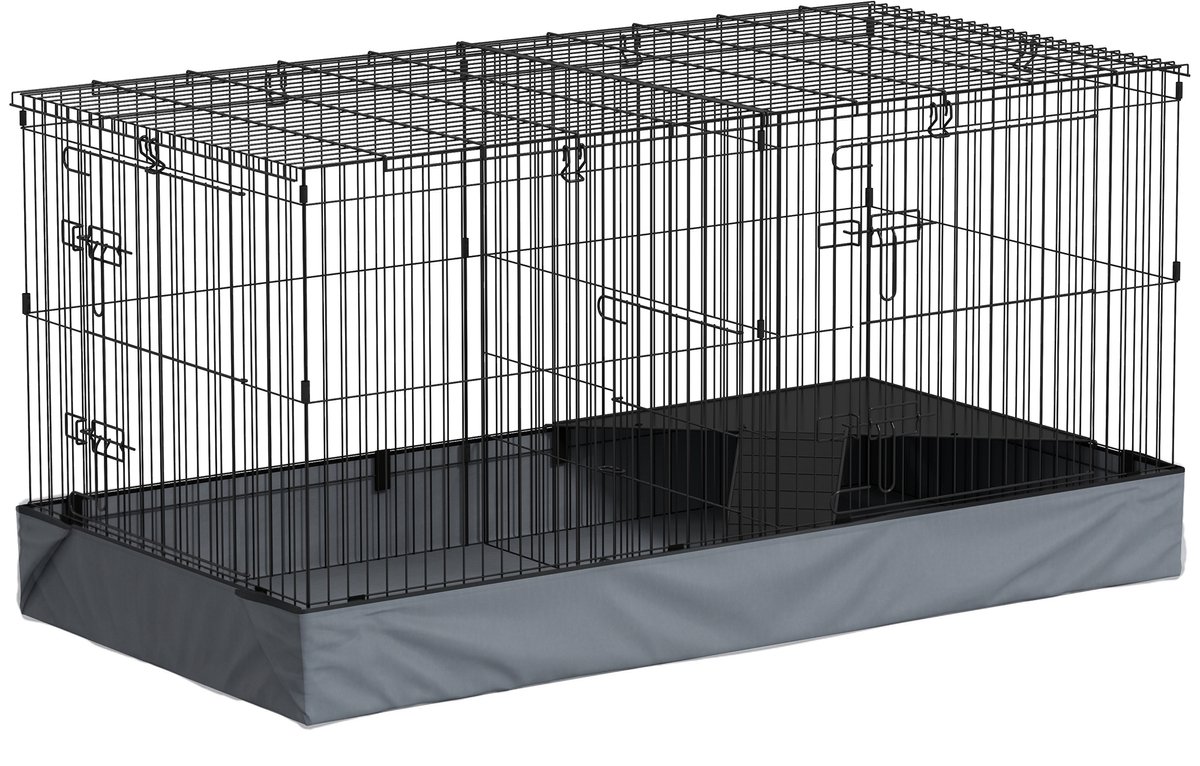 Groot Cavia Konijnenhok met Verstelbare Tussenschot – Waterdicht & Uitbreidbaar, Ideaal voor Meerdere Huisdieren (121x61 cm)