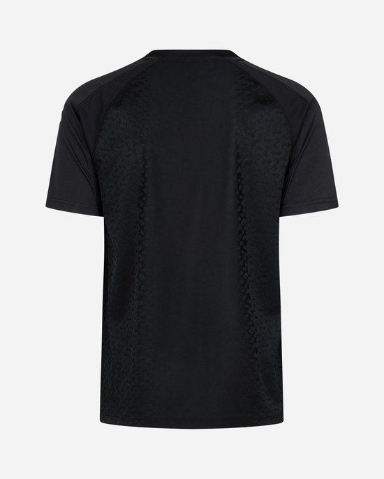 Zwarte Robey sportshirt met subtiel patroon op de rug.