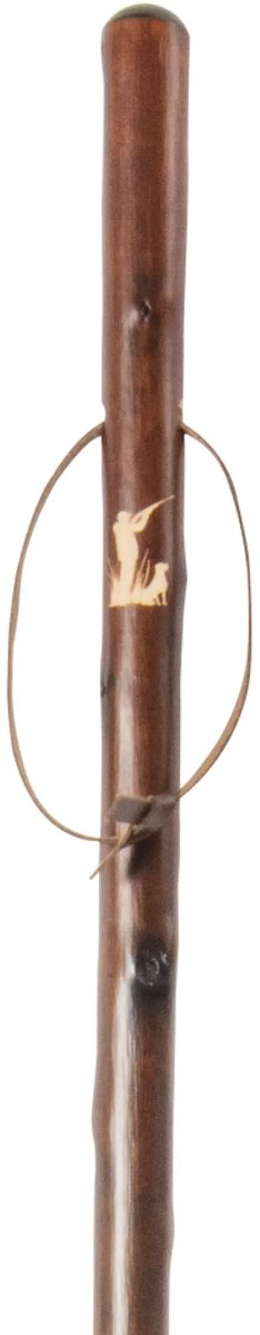 Gastrock Jachtstok - Jager met Jachthond - Bruin - Kastanjehout - Lengte 113 cm - Gewicht 430 gram - Wandelstokken - Jacht wandelstok - Voor heren en dames - Houten wandelstok - Jagers wandelstok - Wandelstok outdoor - Wandelstok hout