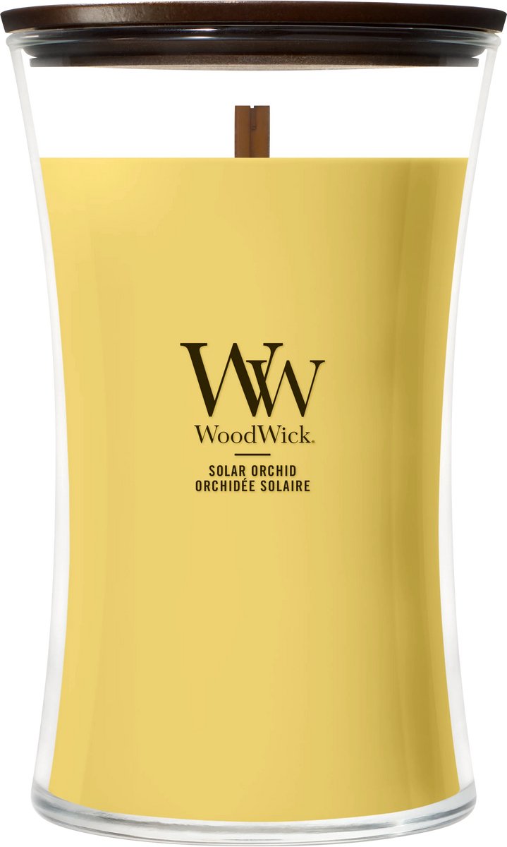 WoodWick Hourglass - Solar Orchid - Large Geurkaars - 130 branduren Wit