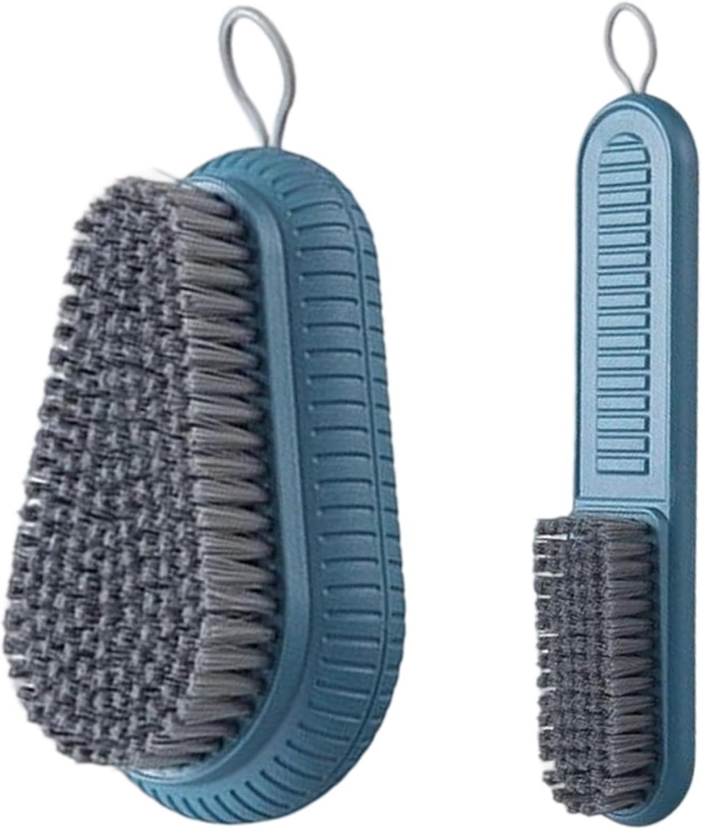 Wasborstel Set - Kledingborstel - Kleding Reinigen - Met Ophanglus - 2 Delig - Donkerblauw