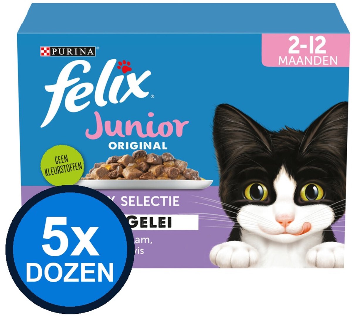 Felix Felix - Original Junior Mix Selectie in Gelei - Kattenvoer Natvoer - doos 12x85g