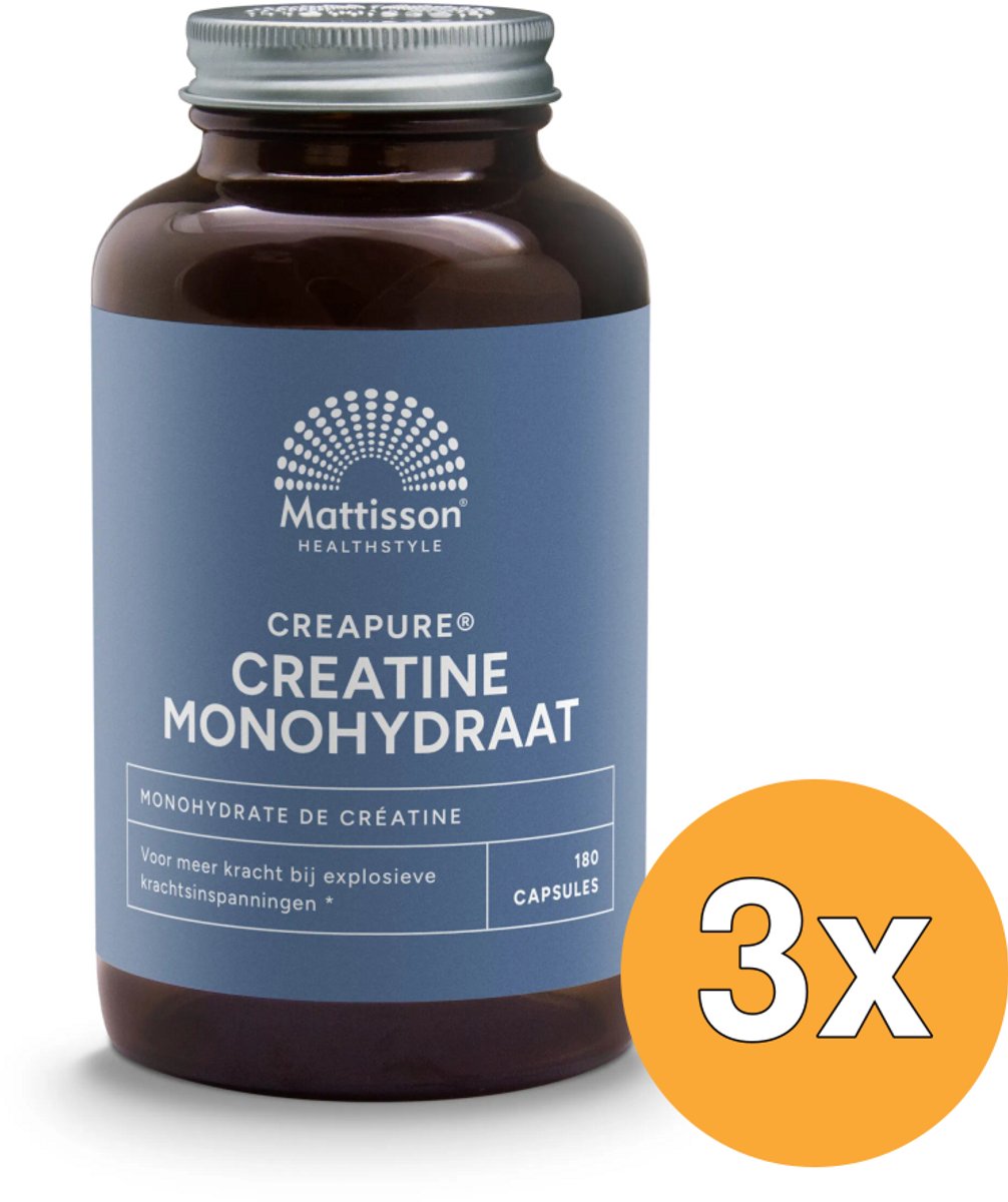 3x Mattisson Creatine Monohydraat Creapure (180 vega capsules)
