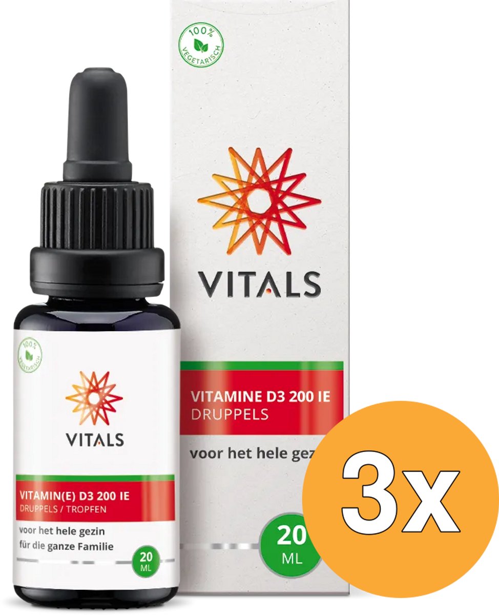 3x Vitals Vitamine D3 druppels (20 ml)