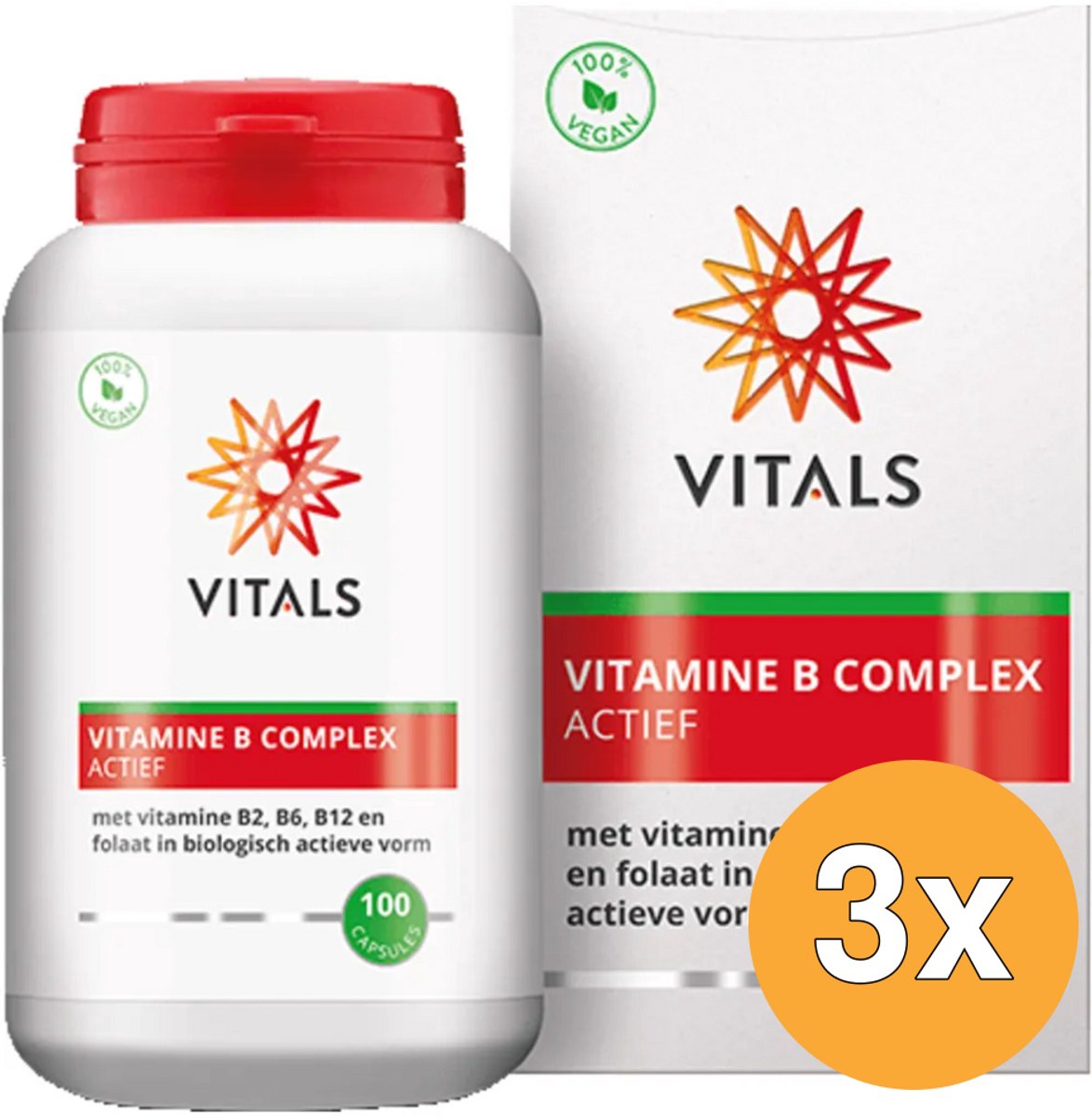 3x Vitals Vitamine B Complex Actief (100 capsules)