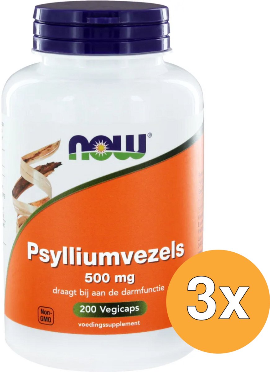 3x Now Psylliumvezels 500 Mg (200 vega capsules)