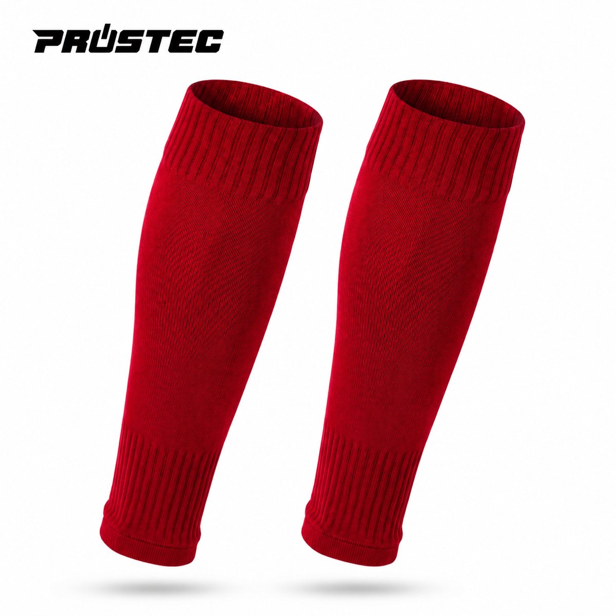 Prostec Voetbalsokken Zonder Voet - Sok Sleeve - Met Grip - 35-39 - Rood