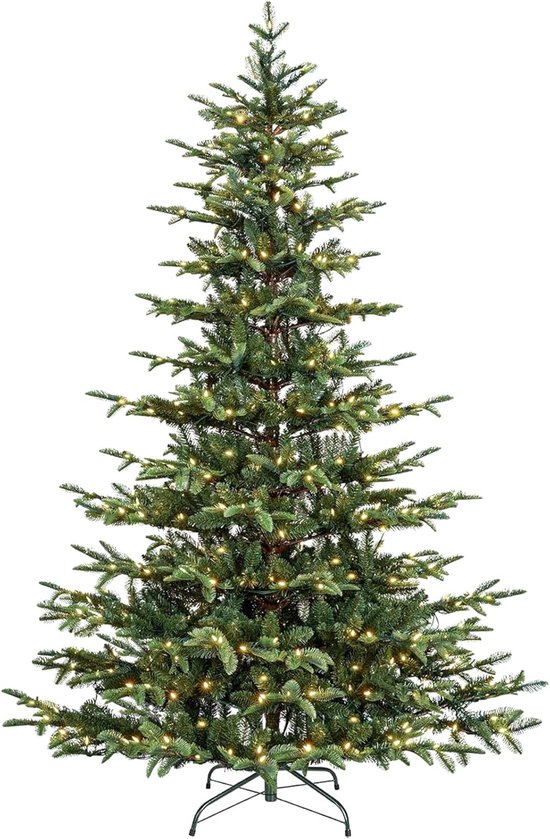Foto: Kunstkerstboom 180 cm pe en pvc natuurlijk groen met scharnierconstructie inclusief stevige metalen standaard realistische kerstboom voor binnen herbruikbaar
