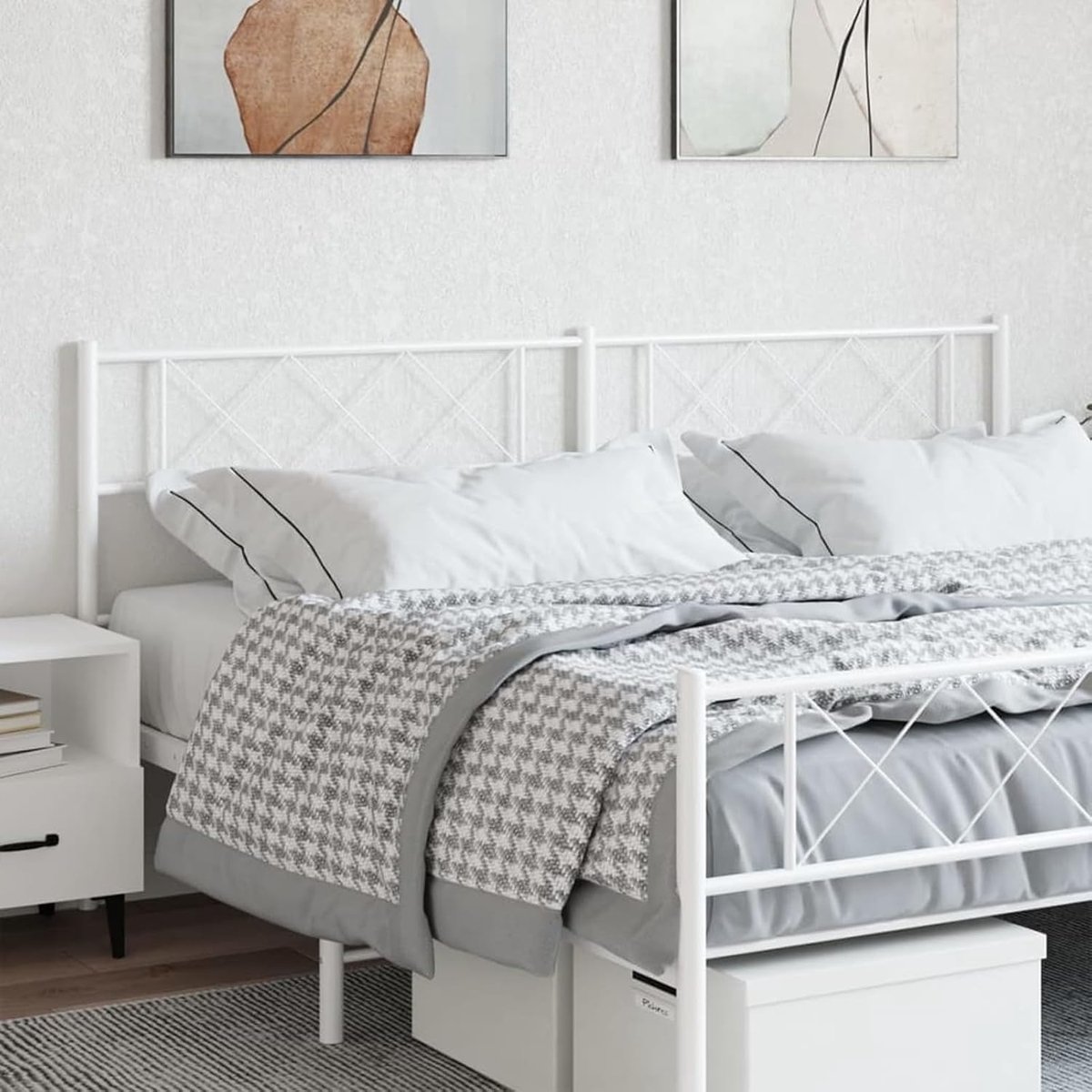 Hoofdbord voor bed - Hoofdeinde metaal - Slaapkamer decoratie - Gepoedercoat staal - 180 cm breed - Wit