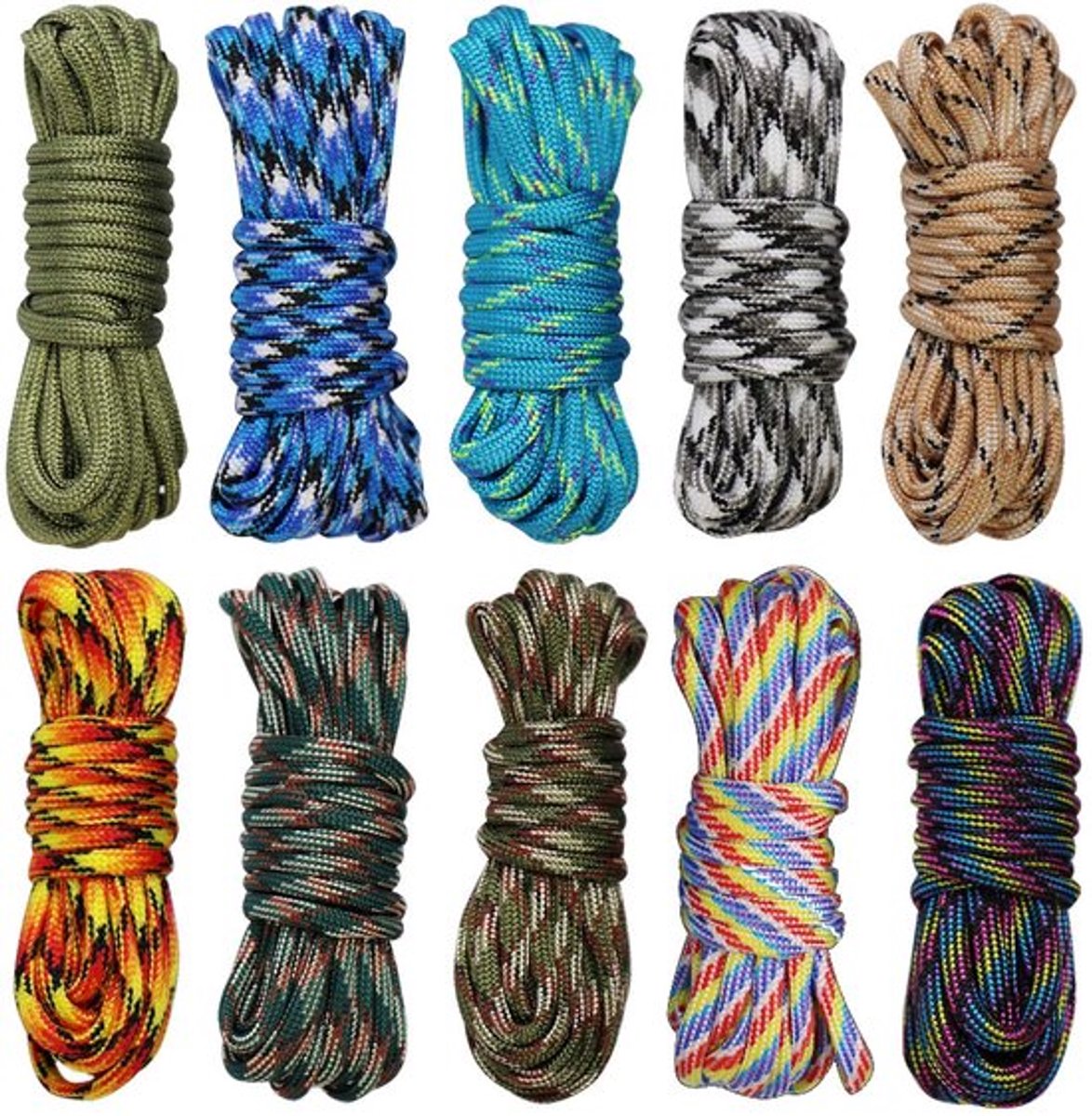 Shopcentral - Paracord set - Multifunctionele koorden - 10 kleuren - Ideaal voor