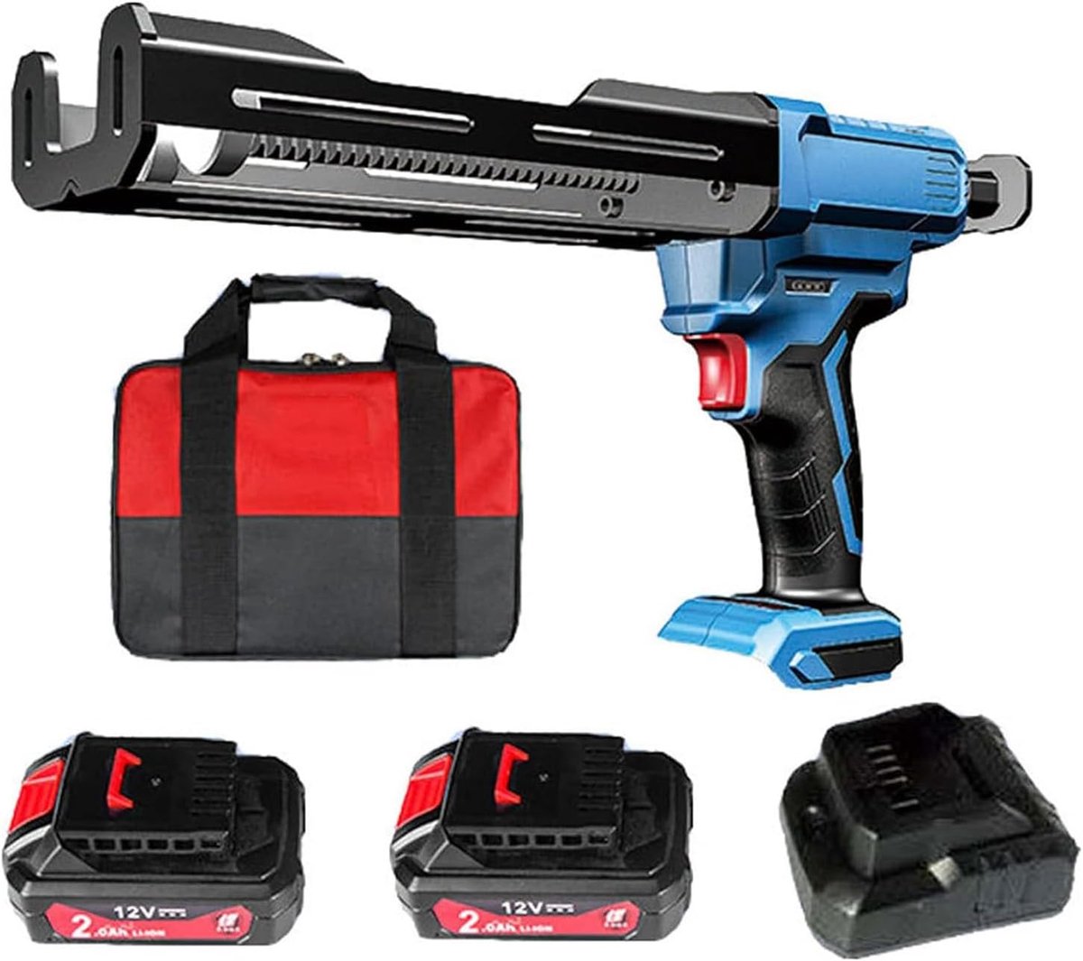 Elektrisch Kitpistool - Draadloze Applicator - Kit Aanbrengen - Dubbele Cartridge - 8000N Stuwkracht - Grijs