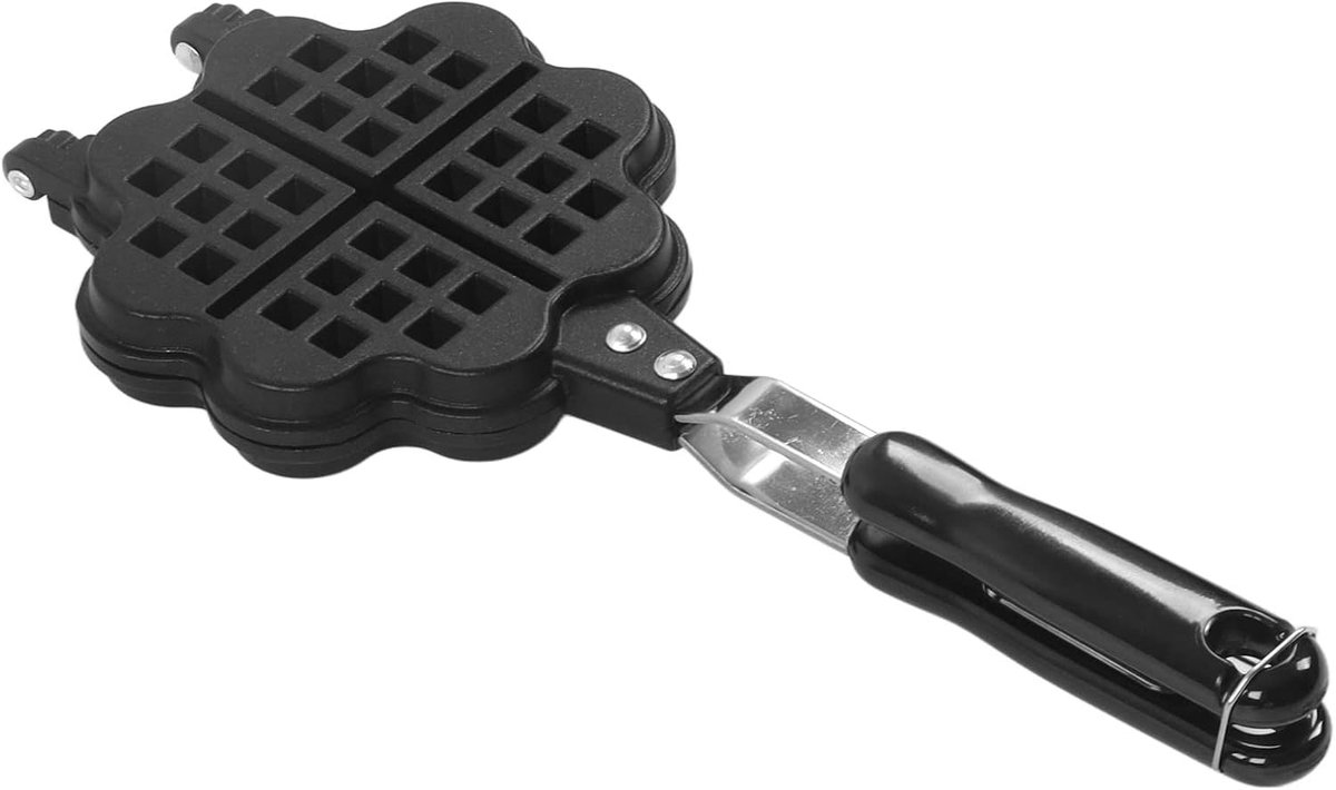 Wafelijzer Dubbelzijdig - Wafelpan Bakplaat - Ontbijt Maken - Antiaanbaklaag - 35 x 14 cm - Zwart