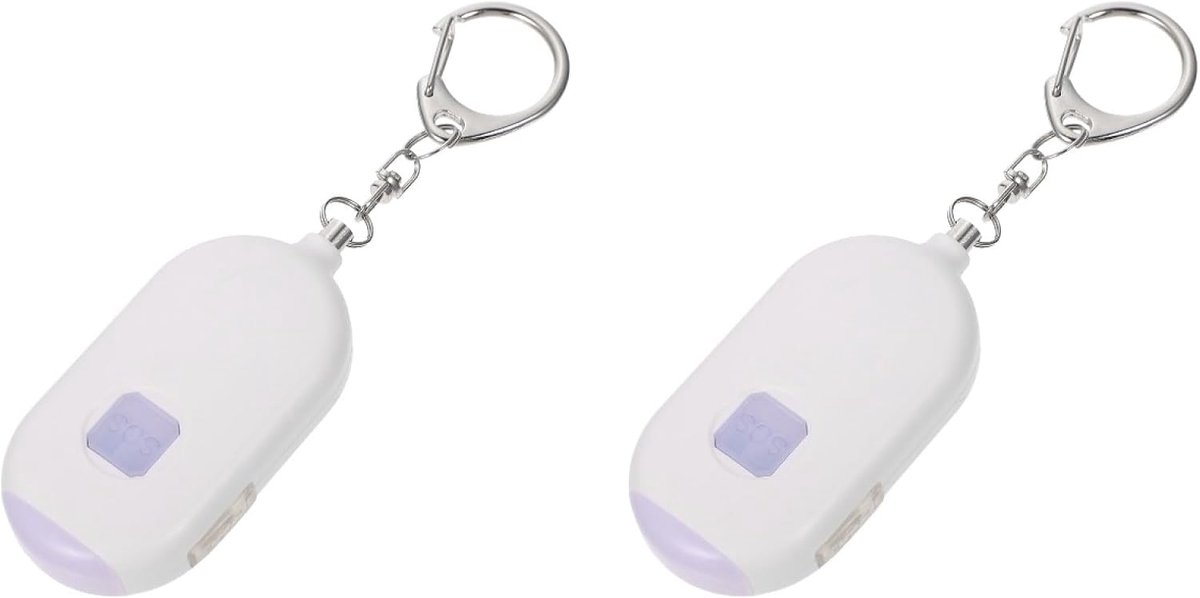 Persoonlijk Alarm - Noodalarm Sleutelhanger - Zelfbescherming - Luid Geluid 130dB - 2 Stuks - Wit
