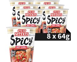 Nissin Cup Noodles - Hot Chili Spicy Noedels - Instant Noodles - Vegan - 8 stuks