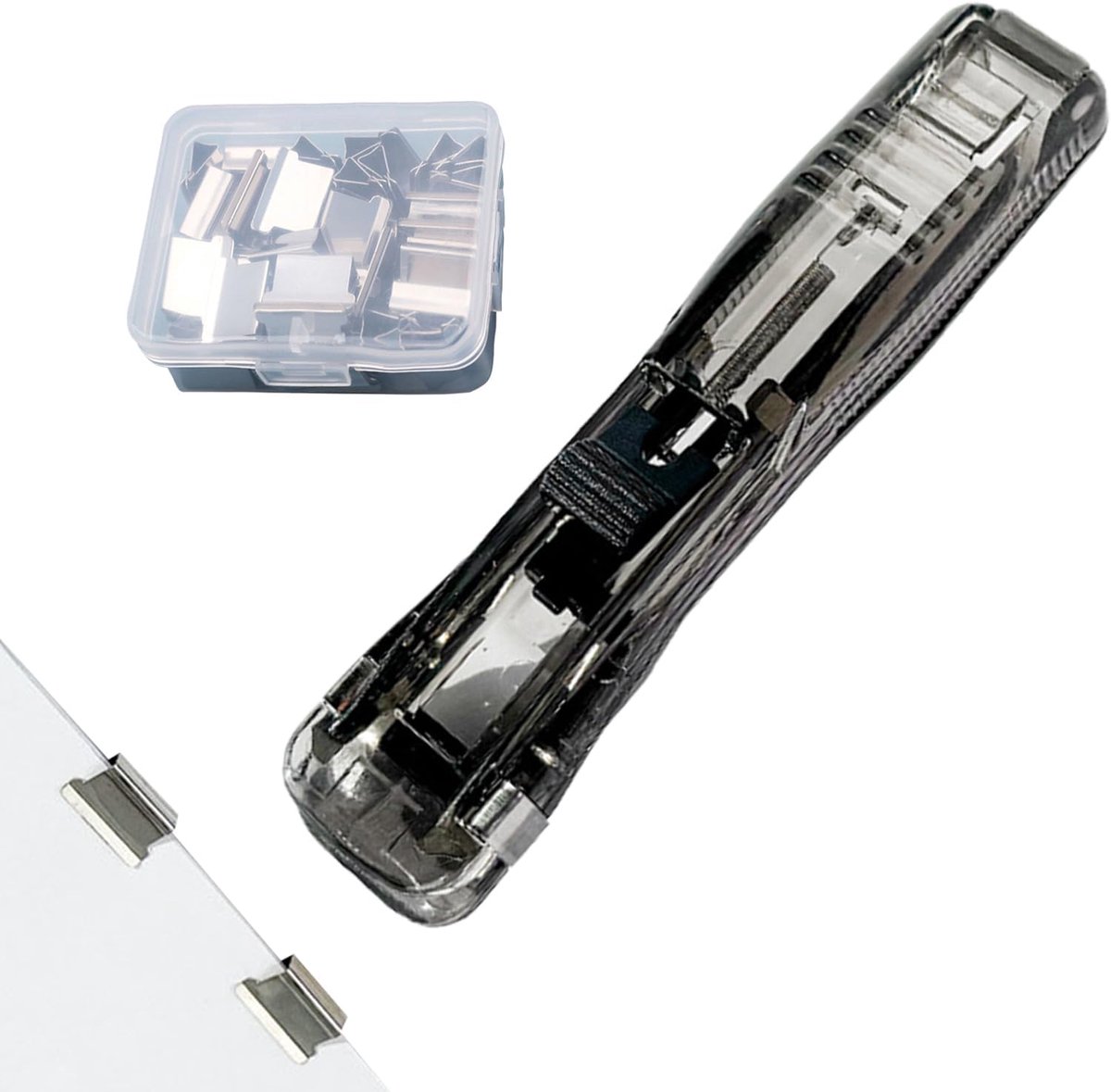 Nietmachine met mapklem - Binder clip - Documenten Binden - 45 Vellen Capaciteit - 50 Nietjes - Grijs