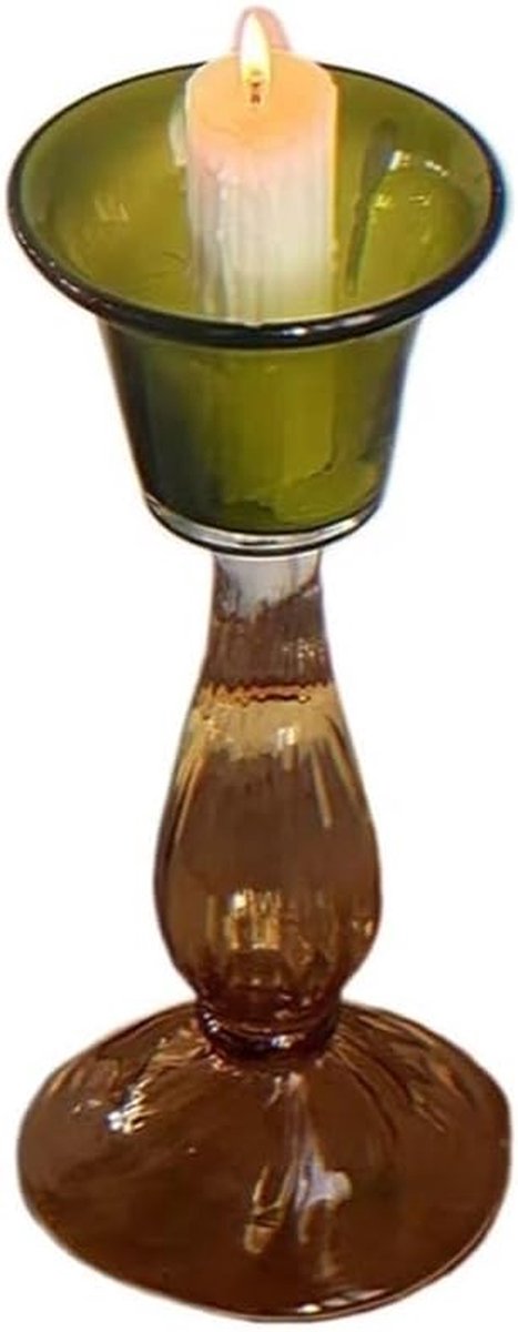 Kandelaar Glas - Decoratief Sieraad - Romantische Sfeer - Hoogwaardig Materiaal - 2.54 cm - Groen