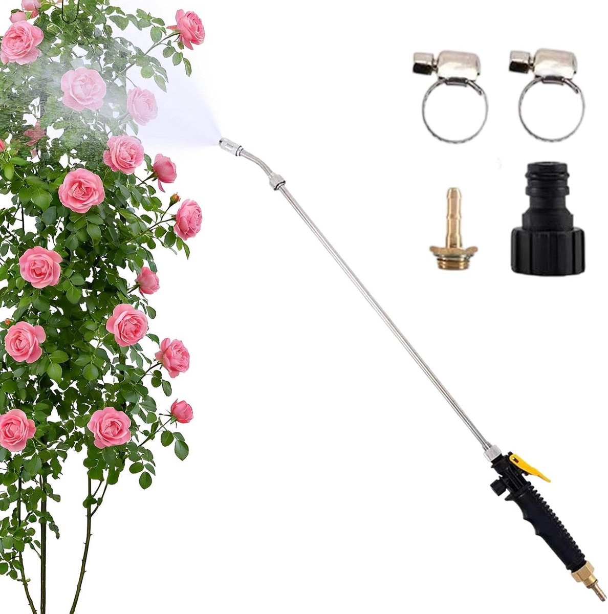 Hogedruk Spuitkop - Tuinslang Mondstuk - Auto Reinigen - Verstelbare Lengte - 72 cm - Zwart