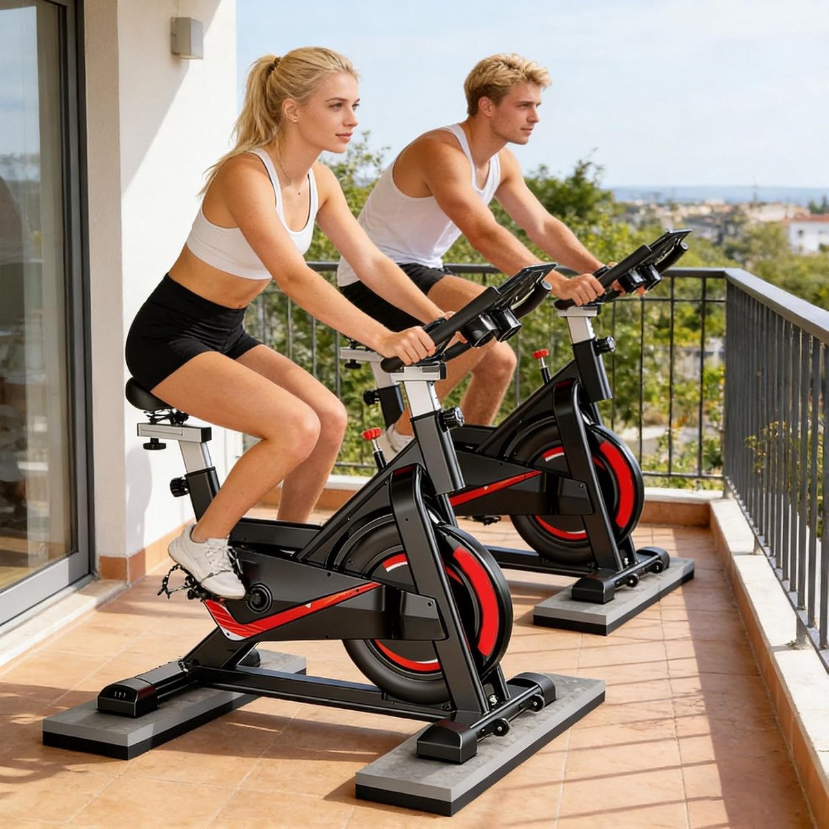 Fietsmat Set - Hometrainer Mat - Vloer Beschermen - Antislip Stabiliteit - 2 stuks - Zwart/Grijs