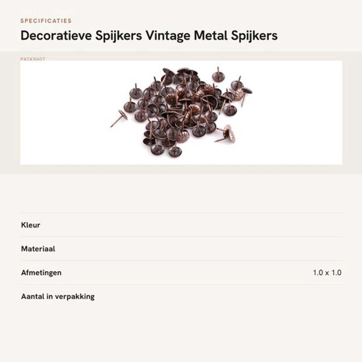 Dailygoods- Decoratieve Nagel - Elegante Bekleding - Vintage Metalen Spijkers - 100