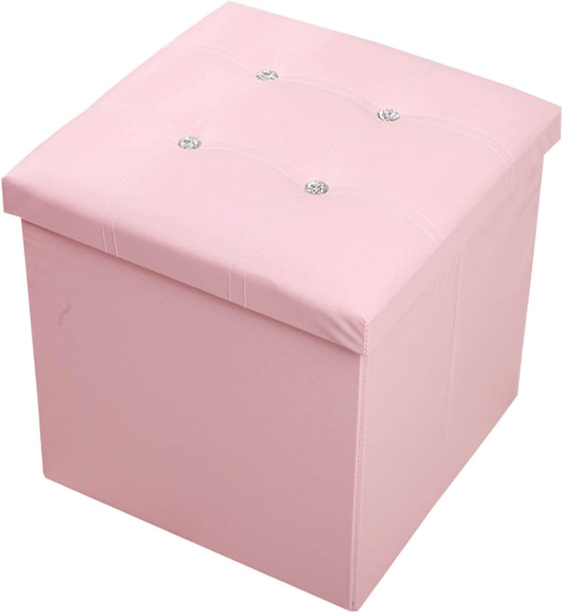 Opvouwbare Ottomaan - Voetenbankje Opbergruimte - Woonkamer Organiseren - Verborgen Opbergvak - Compact Formaat - Roze