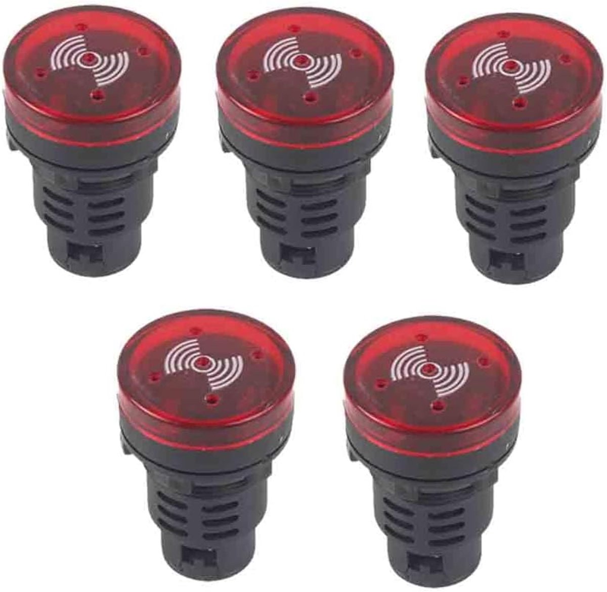 Alarm Buzzer - Signaalgever Geluid - Waarschuwing Geven - Geluid en Licht - 5 Stuks - Rood
