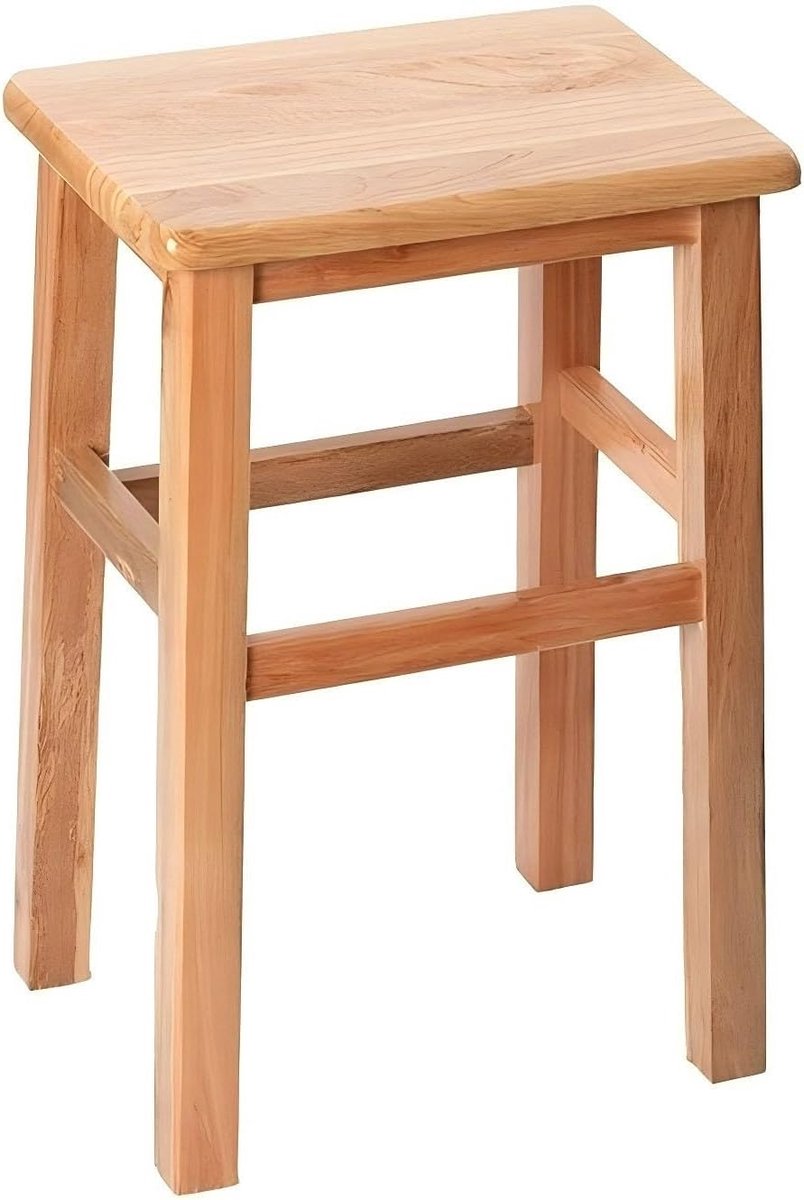 Houten Kruk - Voetenbankje Opstapje - Zitje Hal - Handgemaakt Massief Hout - 40x30x45 cm - Natuurlijk