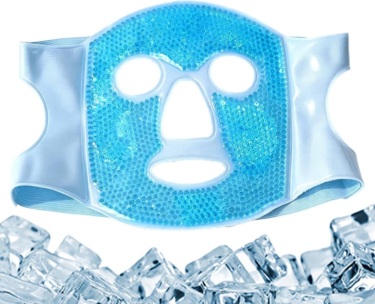 Gezichtsmasker Kompres - Koud Warm Pakking - Wallen Verminderen - Verstelbare Pasvorm - 25x21 cm - Blauw