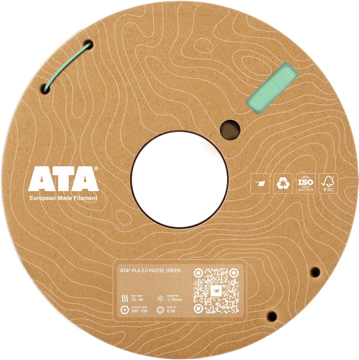ATA® PLA 2.0 Pastel Green SP | PLA 3D Printer Filament - 1.75mm - 1 KG PLA Spool - Diameter Consistency Insights (DCI) - European Made Filament