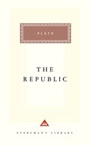Livre 'The Republic' de Platon, couverture crème avec un motif rectangulaire blanc cassé. En haut, une boîte marron avec le texte 'PLATO'. En bas, le texte 'EVERY MAN'S LIBRARY'.