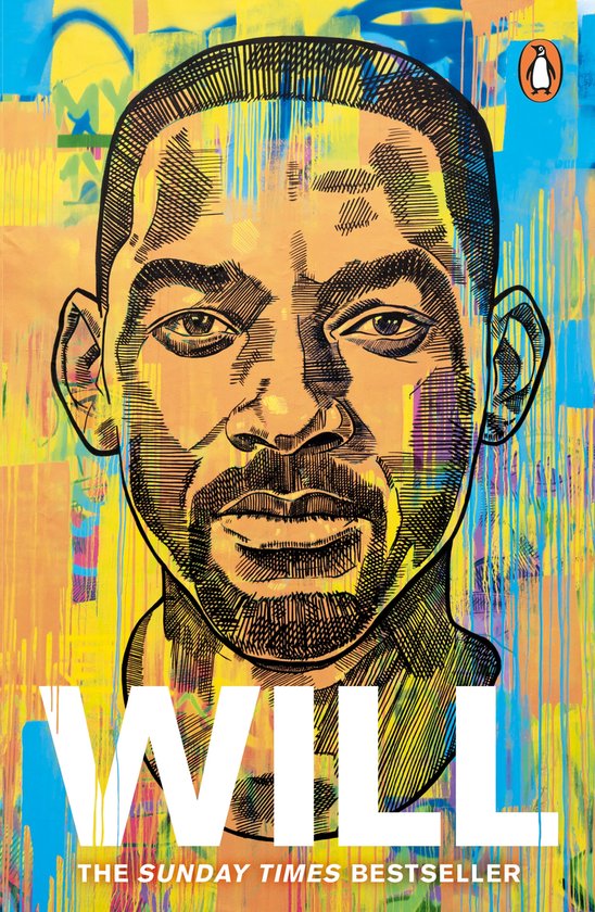 Boekomslag met een abstract portret van Will Smith in felle kleuren, met de tekst 'WILL' en 'THE SUNDAY TIMES BESTSELLER'.