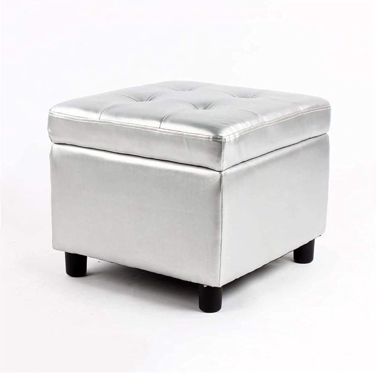 Voetenbank Gestoffeerd - Voetensteun Hout - Ontspannen Zitten - Compact en Licht - 45x45x32 cm - Bruin