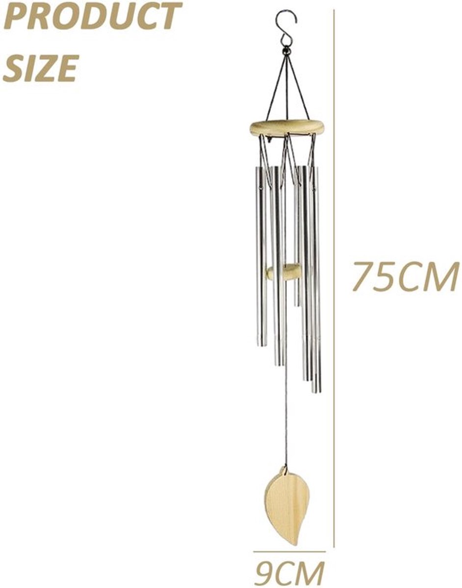 Elegant zilveren windgong voor terras, diepe toon