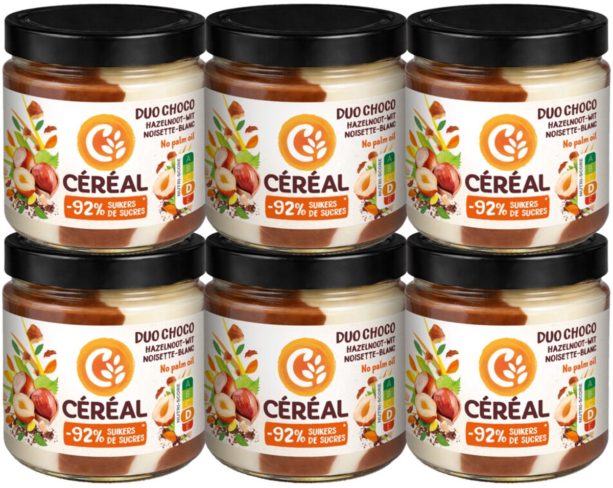 Céréal - Duo Choco Hazelnoot Wit - 6 x 200 gr - Voordeelverpakking