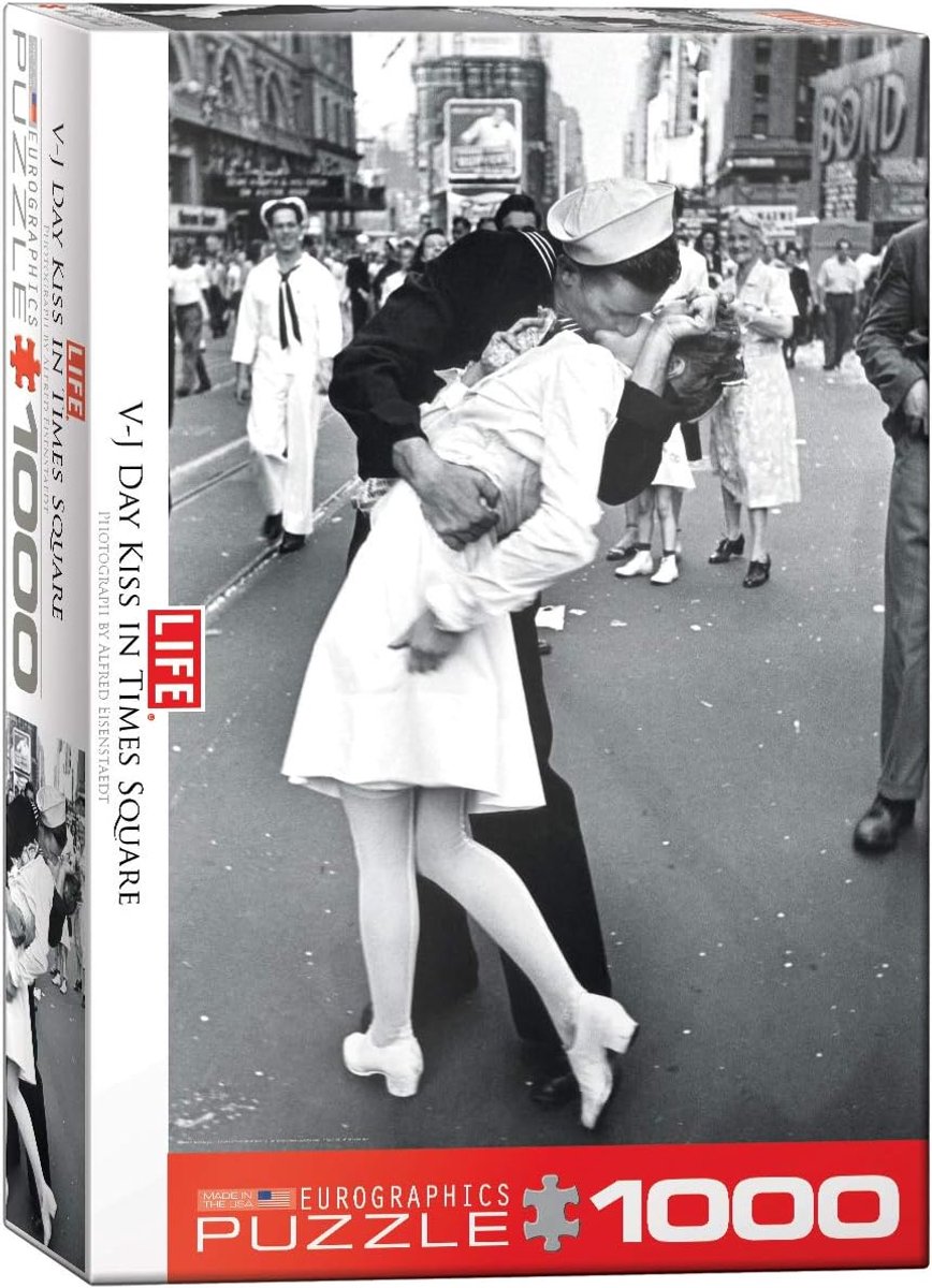 Legpuzzel V-J Day Kiss - Fotopuzzel Puzzel 1000 stukjes - Ontspanning thuis - Iconische foto - 67 x 49 cm