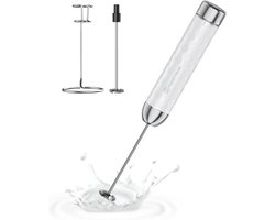 Melkopschuimer Elektrisch - Opschuimer Mixer - Dranken Bereiden - Variabele Snelheid - 3.1 x 3.1 x 15 cm - Wit