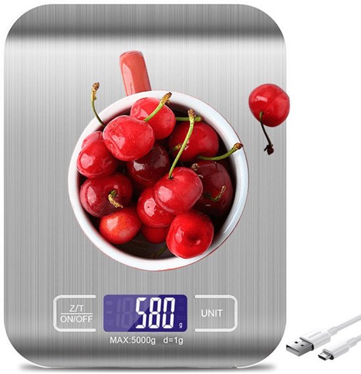 Digitale keukenweegschaal Allecto - 10 kg/1 g, USB-oplaadbaar
