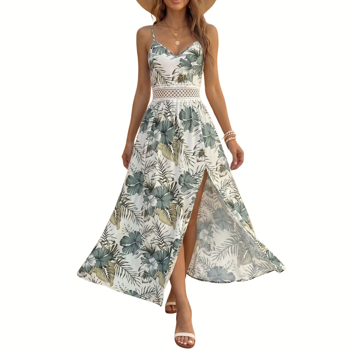 Currero Zomerjurk Dames Zomerjurken Volwassenen Vrouwen Midi Jurk Ibiza Stijl Sundress Dress Olijfgroen