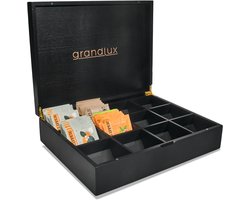 Grandlux Theedoos 12 Vakken β Bamboe Thee Organizer met Magneetsluiting