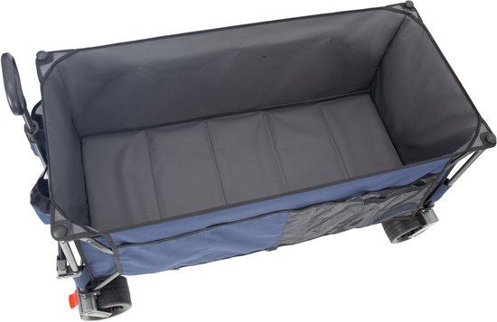 XXXL-opvouwbare bolderkar 300L 250kg belastbaar, 130cm uitgebreide opvouwbare bolderkar met extra brede 17x10 cm all-terrainwielen handwagen, gepatenteerd 4-richtingen direct opbouwsysteem transportwagen, Blauw — afbeelding 5