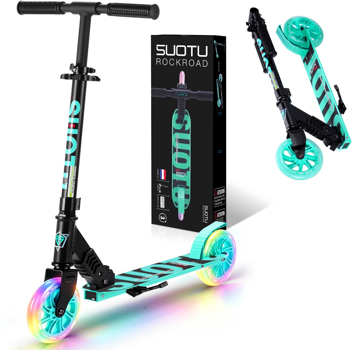 Bol.com Suotu Kinderstep - 145mm Lichtgevende Wielen - Step - Speelgoed Jongens/Meisjes - Max stuurhoogte: 85 cm - Aluminium - B... aanbieding
