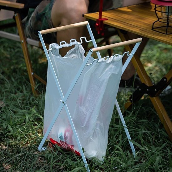 Camping Vuilniszakhouder - Afvalstandaard Prullenbak - Afval Scheiden - Opvouwbaar Verstelbaar - 55 x 25 x 5 cm - Wit — afbeelding 3