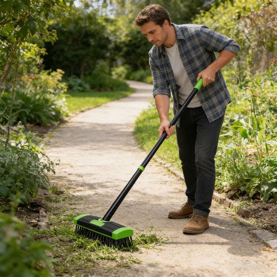 Wieden Borstel - Onkruidborstel Tegelborstel - Terras Reinigen - Uitschuifbare Handgreep - Verstelbaar - Groen — afbeelding 5
