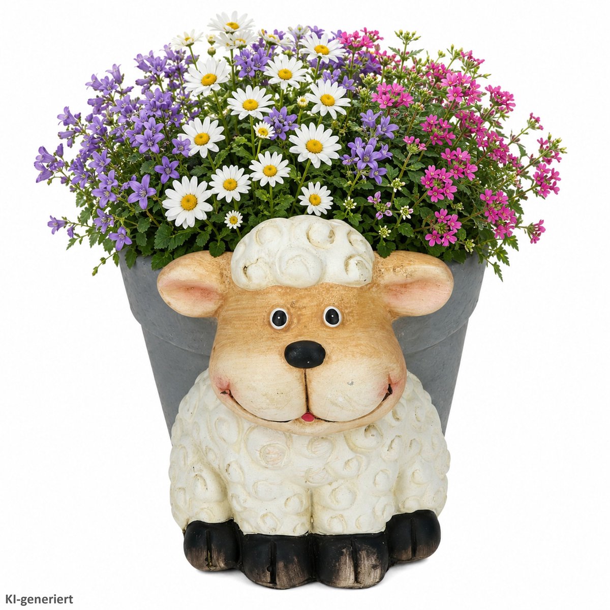 MAREN bloempot met schapen-decor grijs-crème – 795251040