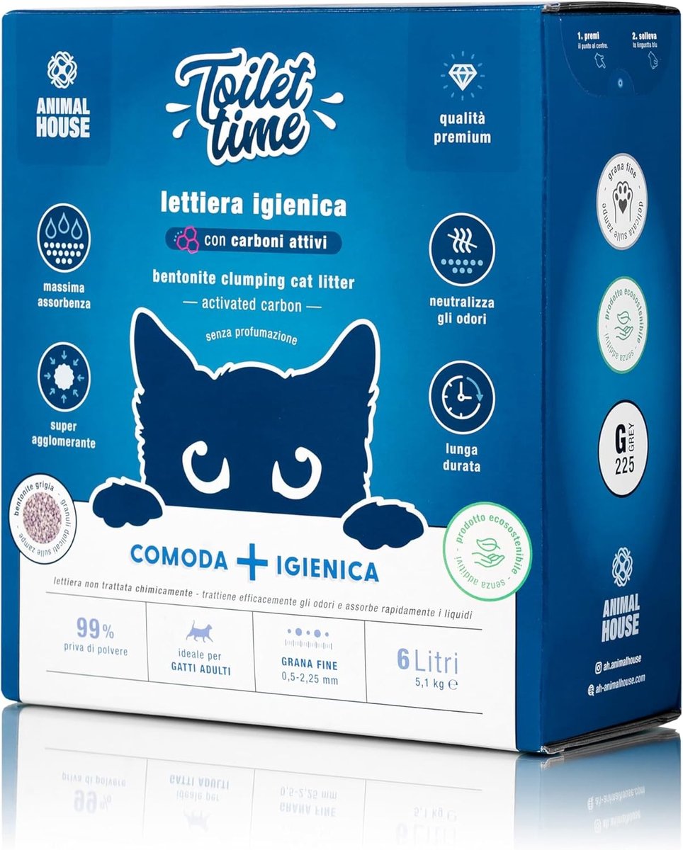 Toiletstrooisel voor Katten - Bentoniet met Actieve Kool - Ultra Absorberend en Klonterend - Antistatisch en Veilig - Voor een Hygiënische Kattenbak