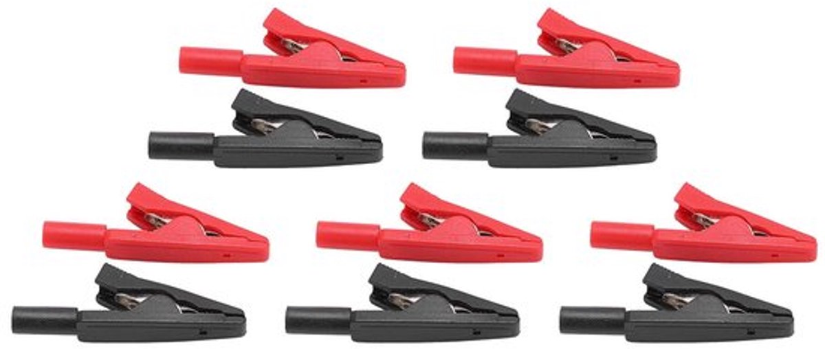 MTTProducts - Alligator Clips - Isolatie - 5 Stuks - Rood en Zwart - Gator Clips