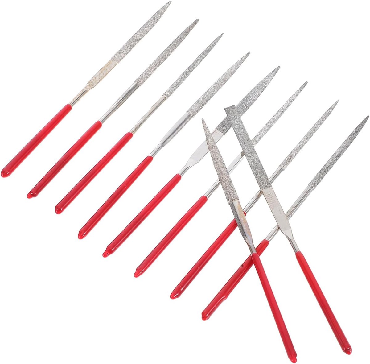 Precisie Naaldvijlenset - Mini Metalen Vijlen - Gedetailleerd Schuren - Ergonomische Rubberen Grepen - 10 Stuks - Multi