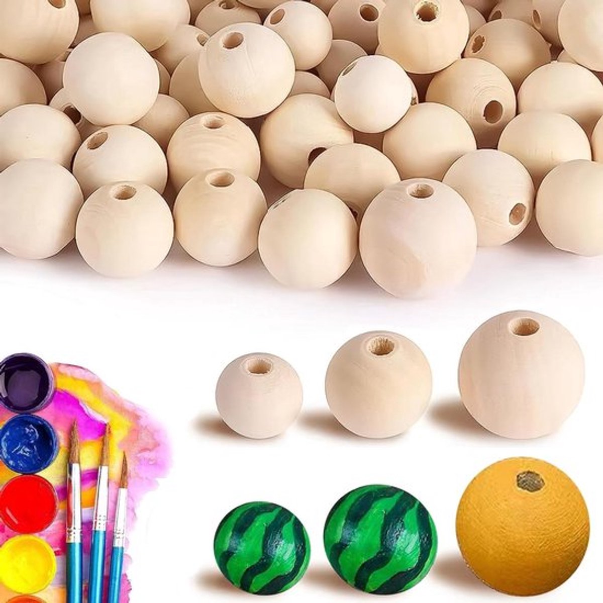Natuurlijke houten kralen voor macramé - Inovra Plus DIY