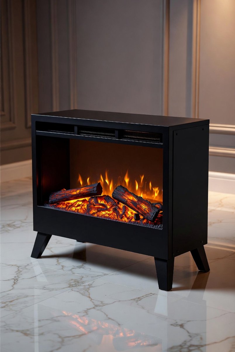 Evandale Luxe Elektrische Sfeerhaard met Waterdampeffect en 3D Vlam – 1000W / 2000W Verwarming, Vrijstaand Gietijzer Design met Afstandsbediening en Thermostaat – Medahomestore
